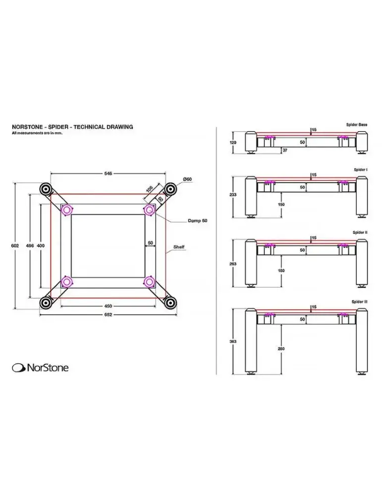 Norstone Spider 1 – niski moduł stolika audio (110 mm)