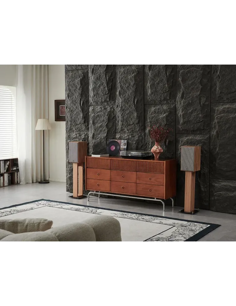 Norstone Alva Plus Walnut/Black – podstawki głośnikowe 68 cm, elegancki design