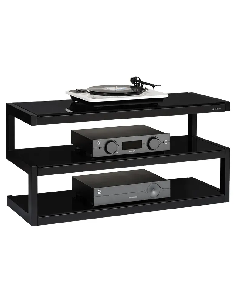 Norstone Esse AV – stolik RTV/Hi-Fi 110 cm, szkło lub drewno, do 80 kg