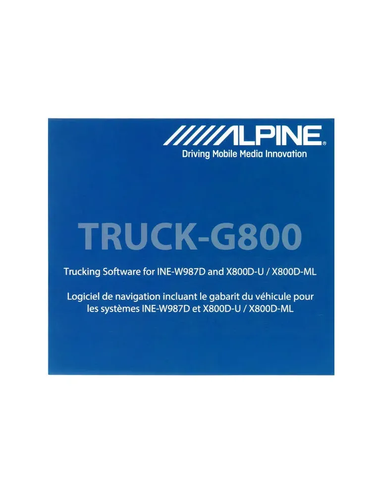 Oprogramowanie ALPINE TRUCK-G800 | Dla modeli INE-W987D i X800D