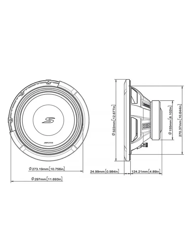 Subwoofer ALPINE S2-W12D4 | 12" dwucewkowy 4 Ω
