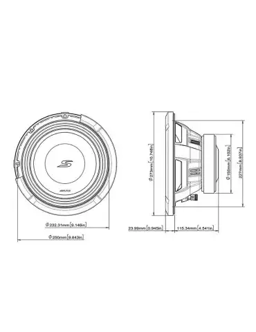 Subwoofer ALPINE S2-W10D4 | 10" Dwucewkowy | 4 Ω 2