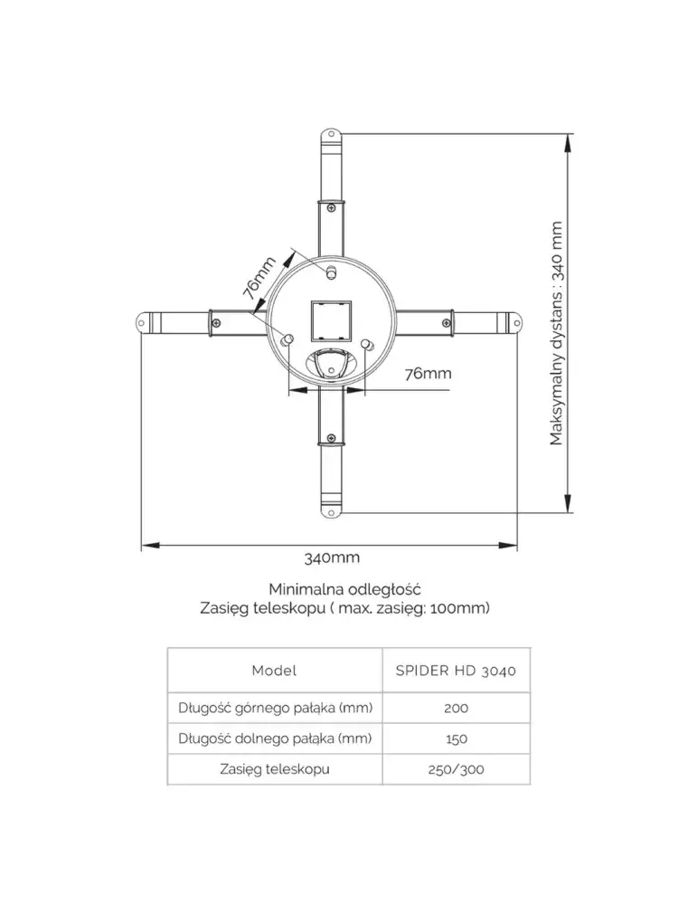 Uchwyt sufitowy Suprema Spider HD 3040 | 360° | SUPREMA