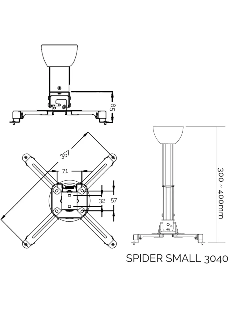 Uchwyt sufitowy do projektora | Spider Small 3040 White | SUPREMA
