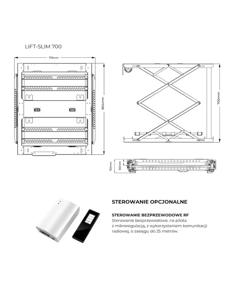Winda sufitowa do projektora | Lift-Slim700 Black | SUPREMA