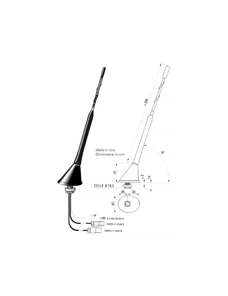 Antena AM/FM DAB+ 12V Blaupunkt DAB-A-a | DIN | BLAUPUNKT