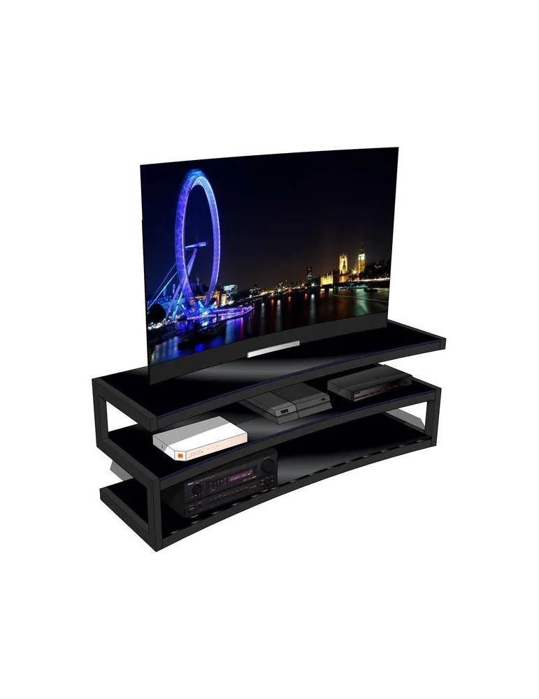 Norstone Esse AV Curve – zakrzywiony stolik RTV/Hi‑Fi 110 cm, udźwig 80/50 kg