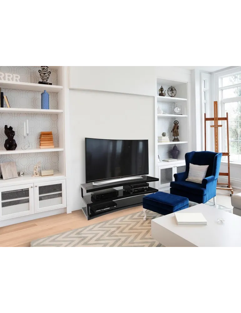 Norstone Esse AV Curve – zakrzywiony stolik RTV/Hi‑Fi 110 cm, udźwig 80/50 kg
